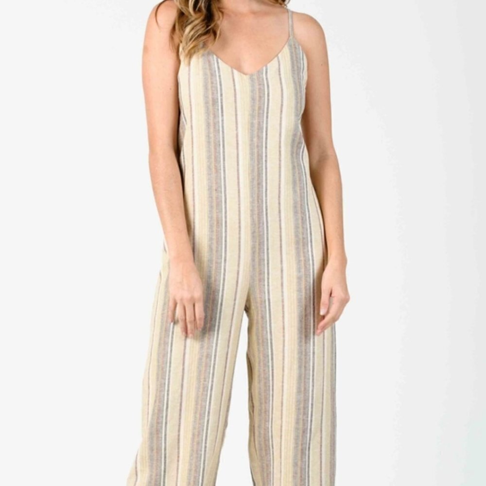 Lucca Mojave Striped Linen Jumpsuit Size M - Picture 7 of 7